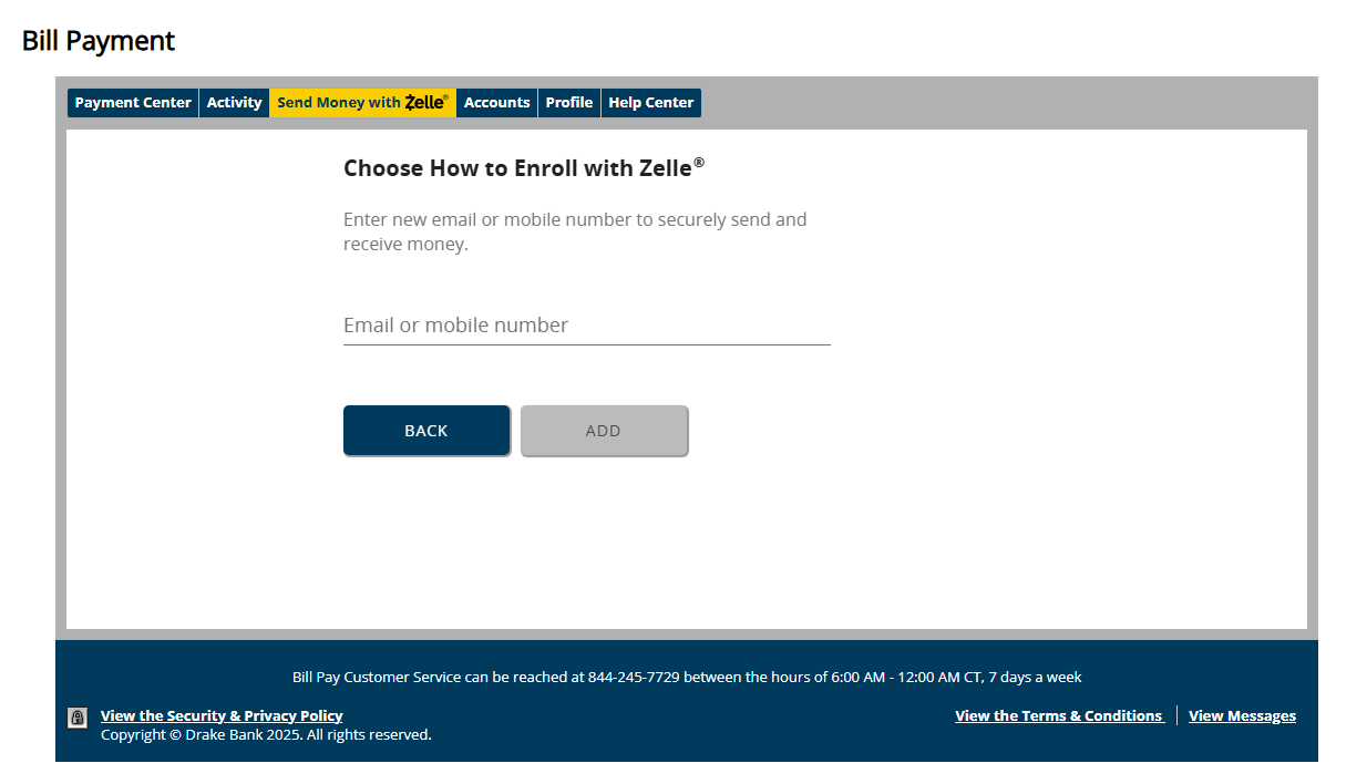 Zelle Enrollment